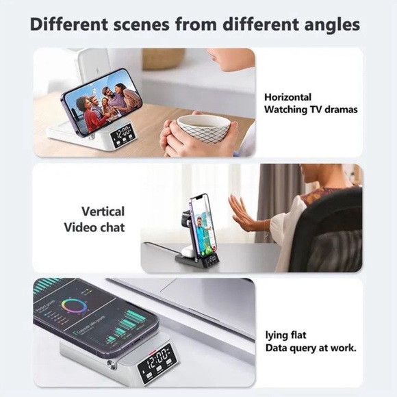 4 in 1 Wireless charging station with clock. - Picture 7 of 9